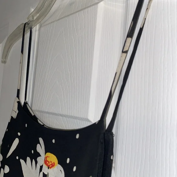 Le Lis Black White Daisy Floral Polka Dot Print Lined Maxi Dress NWT - Picture 14 of 15